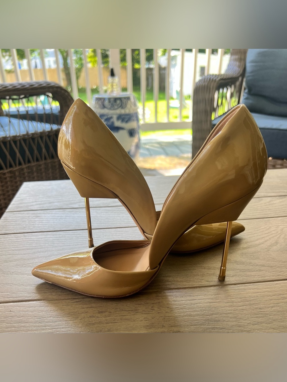 Kurt Geiger Classic Nude Patent Pointed-Toe Stiletto Pumps